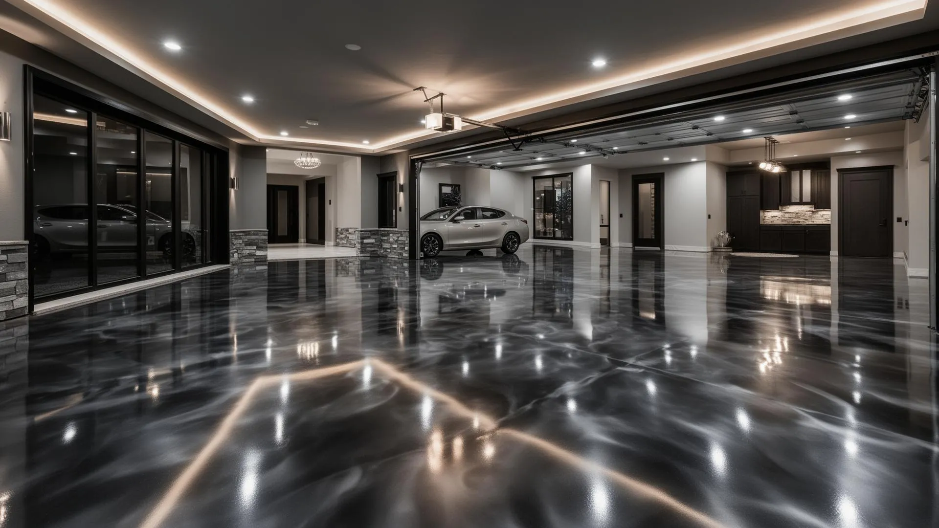 Plancher époxy métallique luxueux